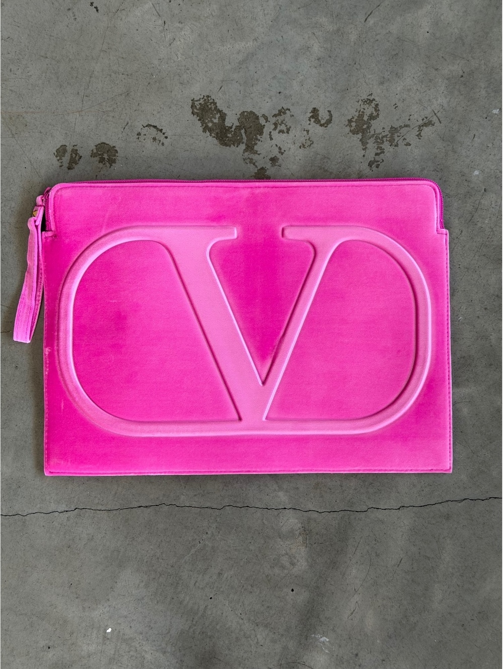 Valentino / VLogo Laptop Pouch Velvet Zip Case / Pink